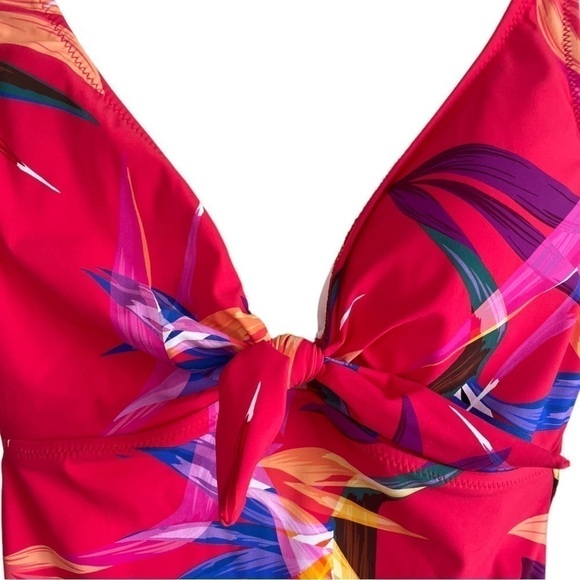 Gottex Paradise V-Neck Floral One Piece 14 Pink Swimsuit - Picture 6 of 9